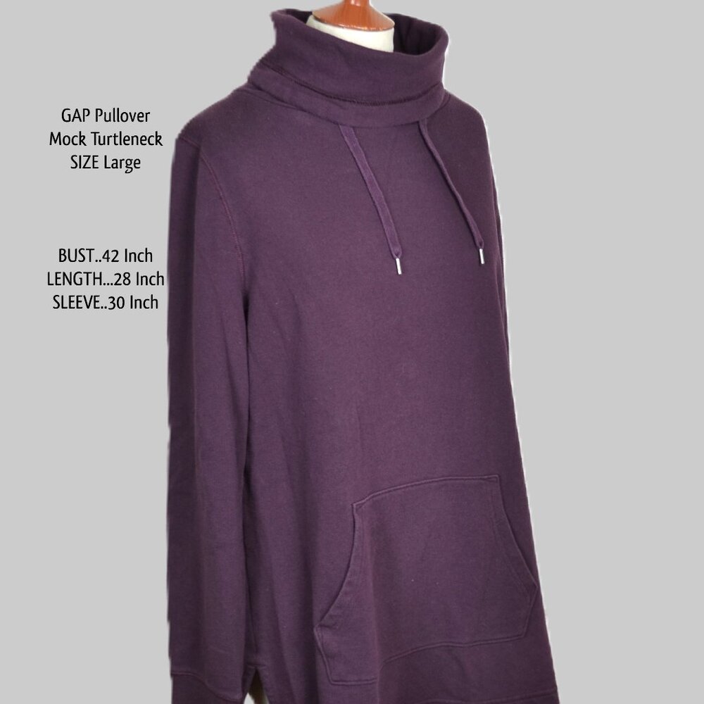 GAP Pullover L Mock Turtleneck Pouch Pocket Long Sleeve Machine Wash BIN5